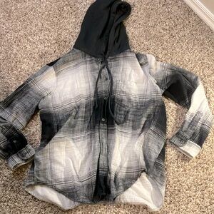 Black, white, and grey button up jacket, size S, American Eagle, worn once.